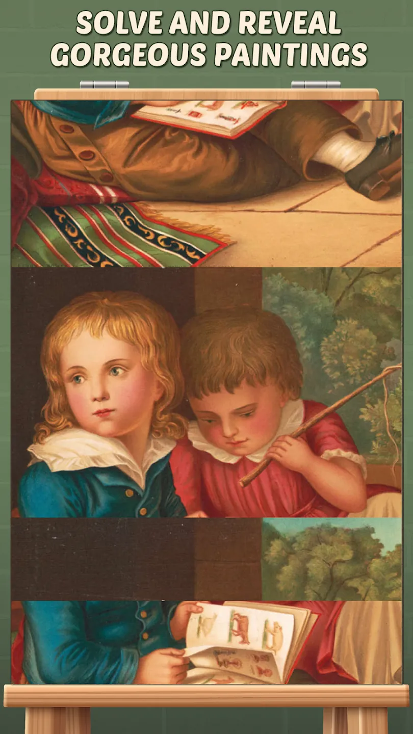 Puzzle tiles revealing a classic painting